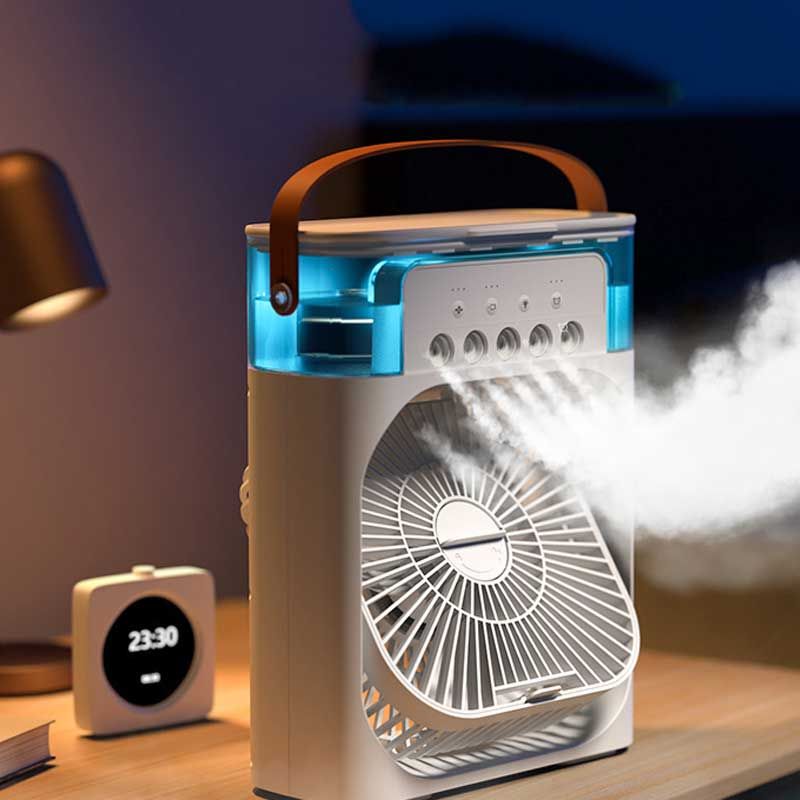 Portable USB Air Conditioner Fan – Mini Cooler with LED Night Light, Humidifier & Fine Mist for Fresh Cool Air