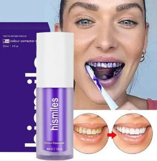 Hismile V34 Purple Whitening Toothpaste – Instantly Brightens, Removes Stains & Fights Yellowing for Fresh, Healthy Teeth & Gums