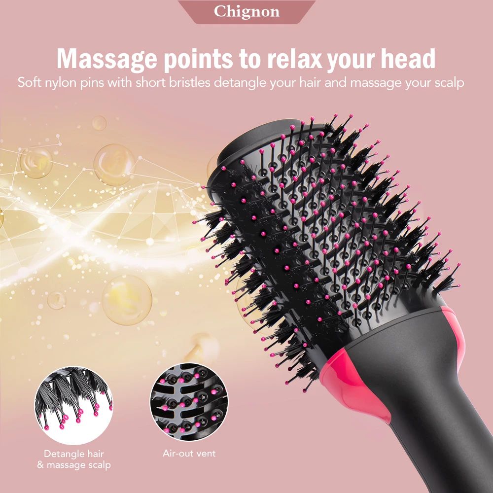 One-Step Hot Air Brush – 4-in-1 Hair Dryer, Straightener, Curler & Volumizing Comb (Salon Style at Home)
