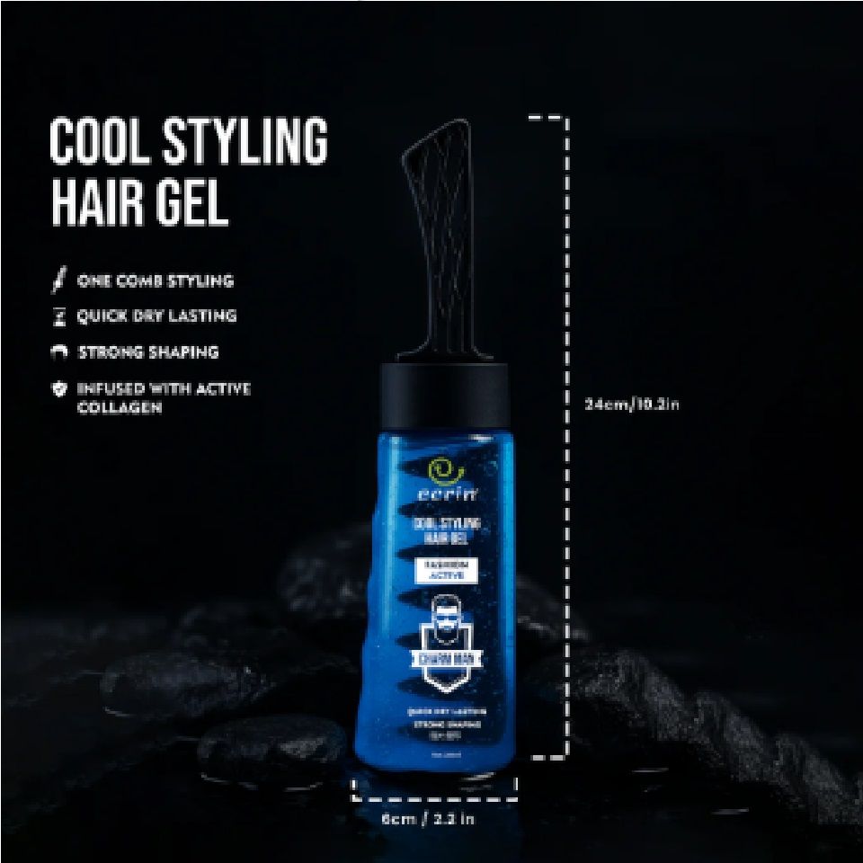 Ecrin Cool Styling Hair Gel – Strong Hold & Shine with Active Collagen (280ml)